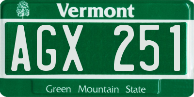 VT license plate AGX251