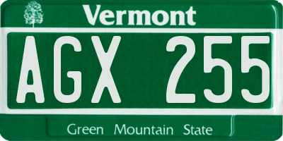 VT license plate AGX255