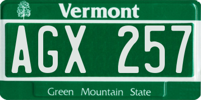 VT license plate AGX257