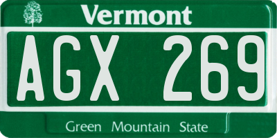 VT license plate AGX269