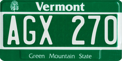 VT license plate AGX270