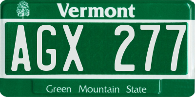 VT license plate AGX277