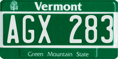 VT license plate AGX283