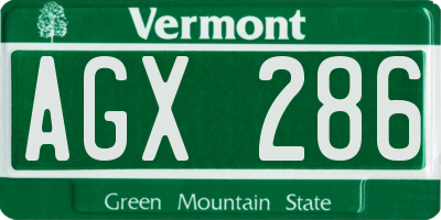 VT license plate AGX286