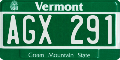 VT license plate AGX291