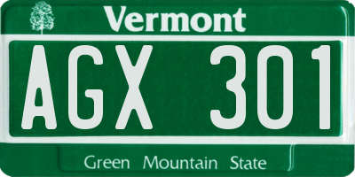 VT license plate AGX301