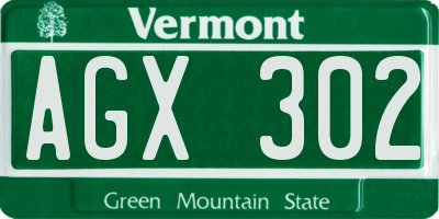 VT license plate AGX302