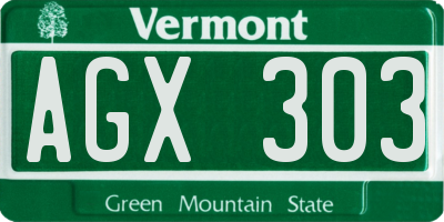 VT license plate AGX303