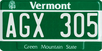 VT license plate AGX305