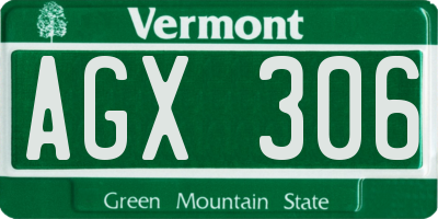VT license plate AGX306