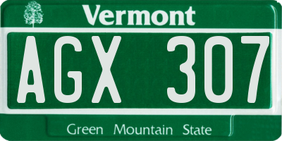 VT license plate AGX307