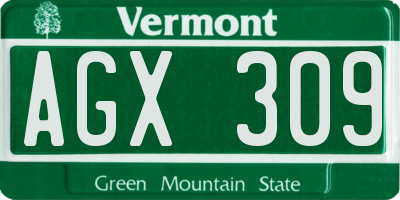 VT license plate AGX309