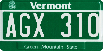 VT license plate AGX310