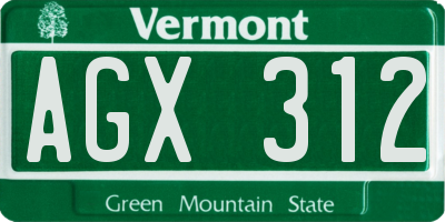 VT license plate AGX312