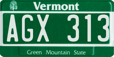VT license plate AGX313