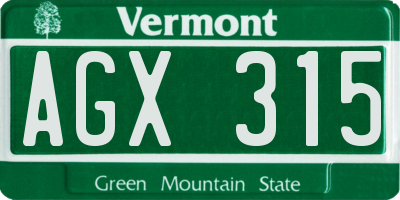 VT license plate AGX315