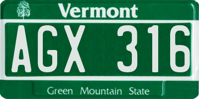 VT license plate AGX316