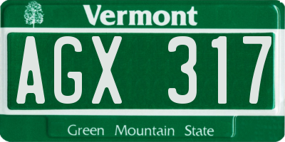 VT license plate AGX317