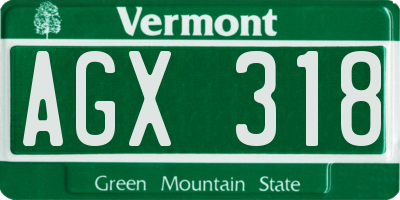 VT license plate AGX318