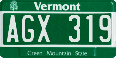 VT license plate AGX319