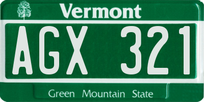 VT license plate AGX321