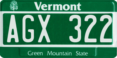VT license plate AGX322