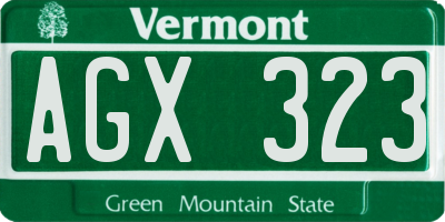VT license plate AGX323