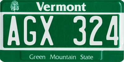 VT license plate AGX324