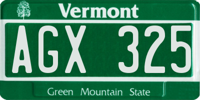 VT license plate AGX325