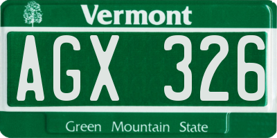 VT license plate AGX326