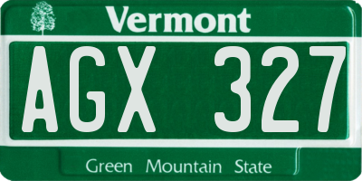 VT license plate AGX327
