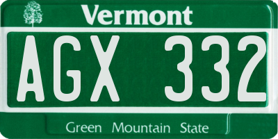 VT license plate AGX332