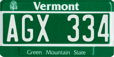 VT license plate AGX334