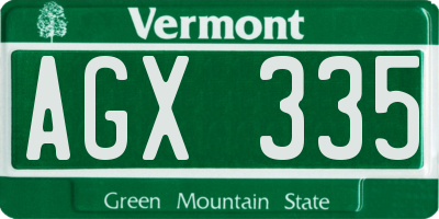 VT license plate AGX335