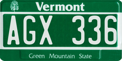 VT license plate AGX336