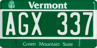 VT license plate AGX337