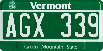VT license plate AGX339