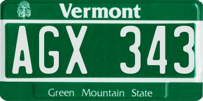 VT license plate AGX343