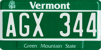 VT license plate AGX344