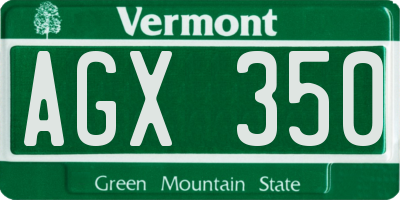 VT license plate AGX350