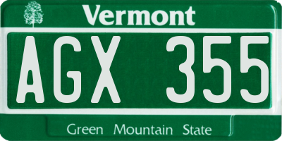 VT license plate AGX355