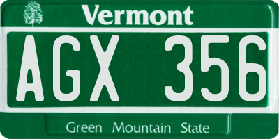 VT license plate AGX356