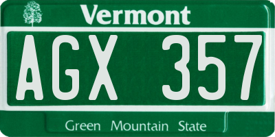 VT license plate AGX357