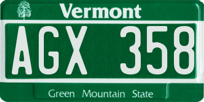 VT license plate AGX358