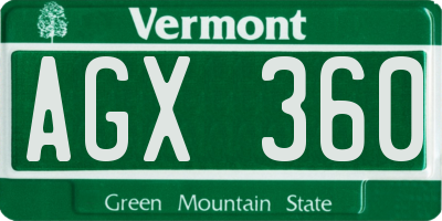 VT license plate AGX360
