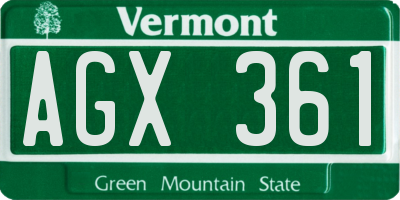 VT license plate AGX361