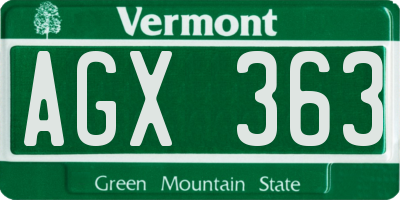 VT license plate AGX363