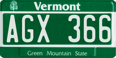VT license plate AGX366