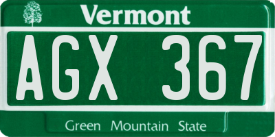 VT license plate AGX367