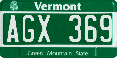 VT license plate AGX369
